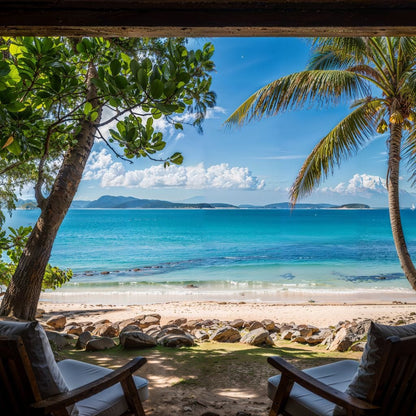 Tropical Serenity Window Canvas Wall Art