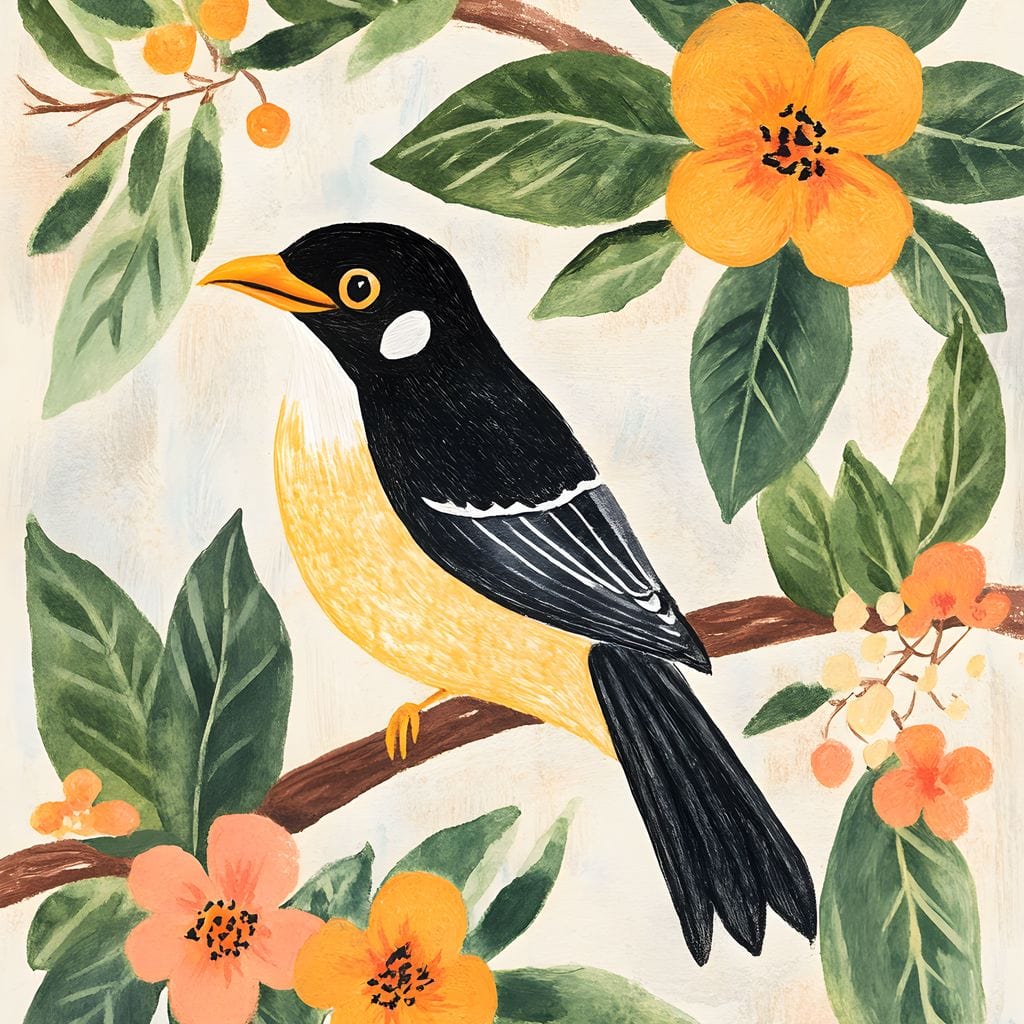 Birdsong Among Blossoms Canvas Wall Art
