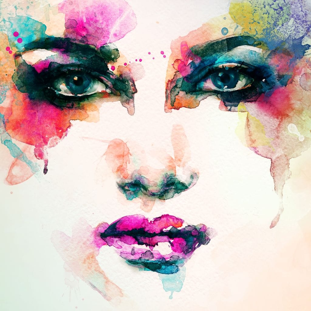 Watercolor Abstract Woman Portrait Canvas Wall Art