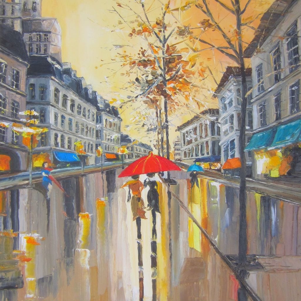Rain in Boston Canvas Wall Art