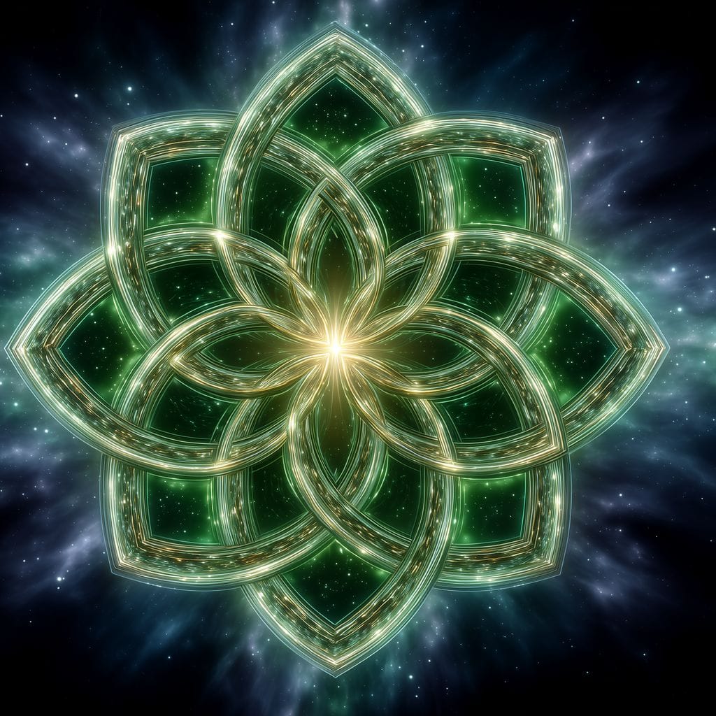 Celestial Green Knot Mandala Canvas Wall Art