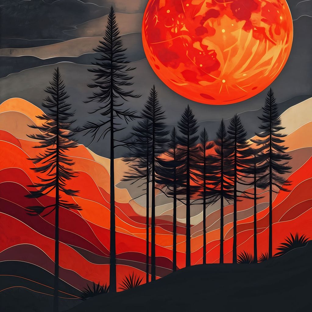 Blood Moon Forest Canvas Wall Art