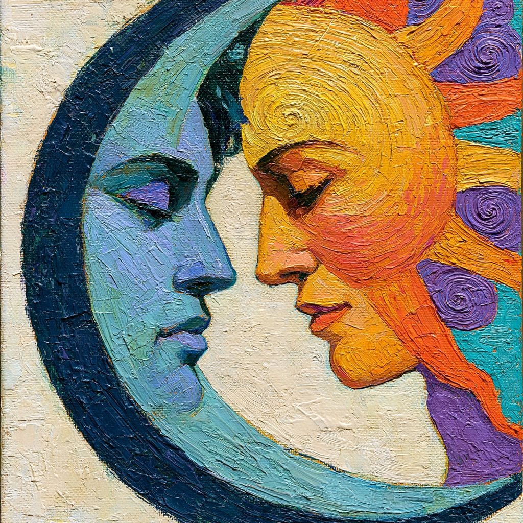 Celestial Lovers Meeting Across Time Canvas Wall Art