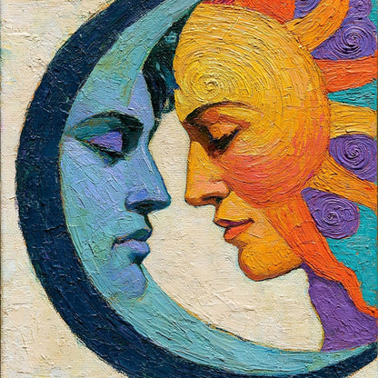 Celestial Lovers Meeting Across Time Canvas Wall Art
