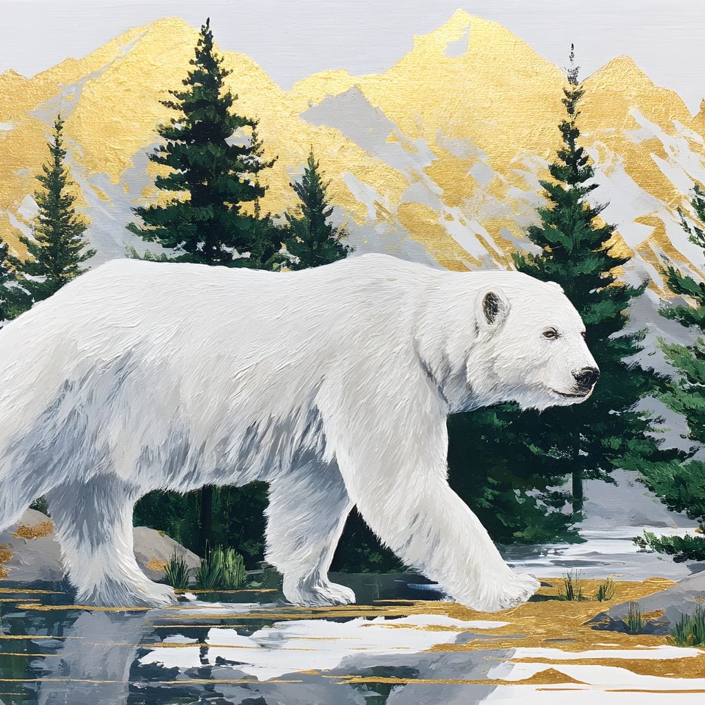Majestic Polar Bear Wilderness Stroll Canvas Wall Art