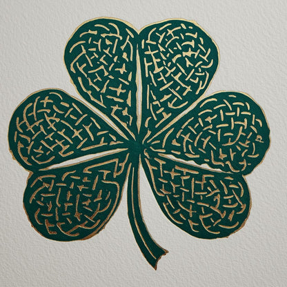 Clover Gold Leaf Charm Canvas Wall Art