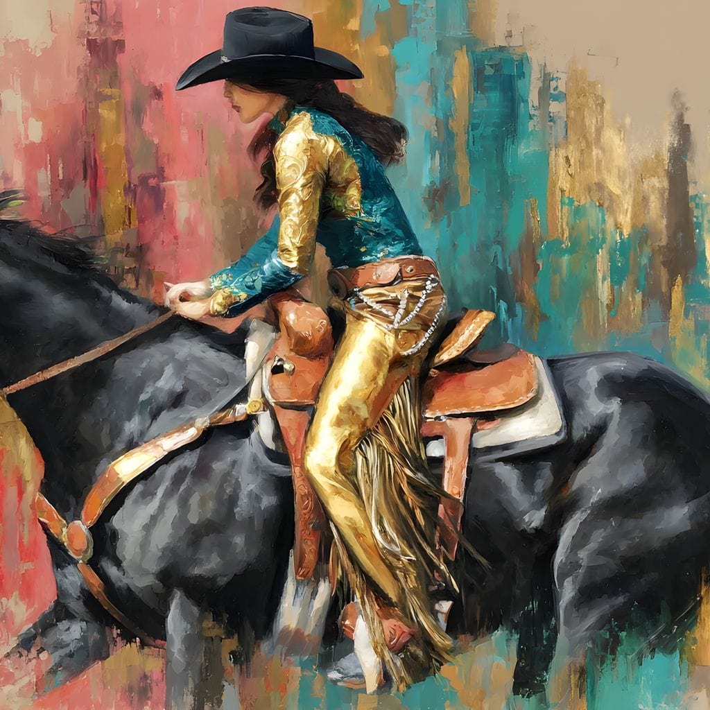 Galloping Western Gold Spirit Canvas Wall Art
