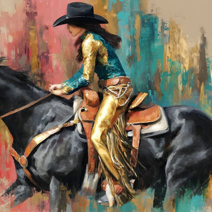Galloping Western Gold Spirit Canvas Wall Art