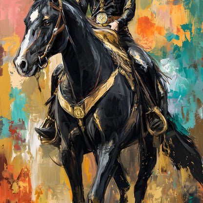 Gallant Cowgirl Riding Midnight Canvas Wall Art