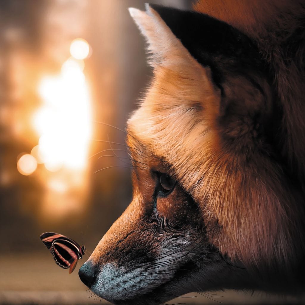 Fox Butterfly Canvas Wall Art