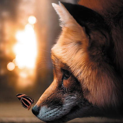 Fox Butterfly Canvas Wall Art