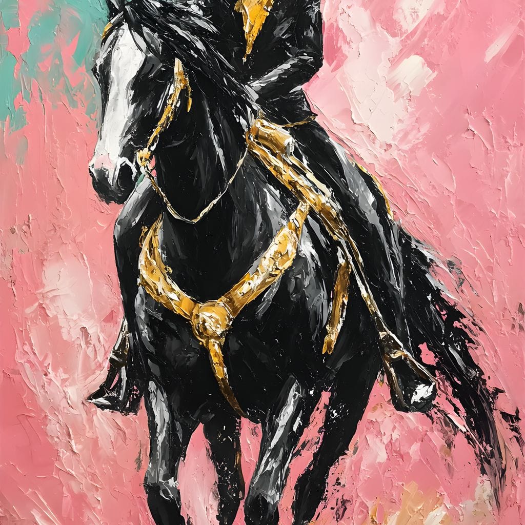 Galloping Western Stallion Energy Canvas Wall Art
