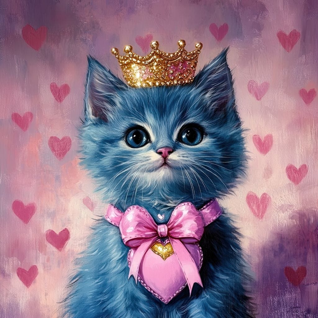 Royal Feline Heart Charmer Canvas Wall Art