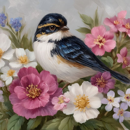 Songbird Garden Bouquet Oil Style Canvas Wall Art