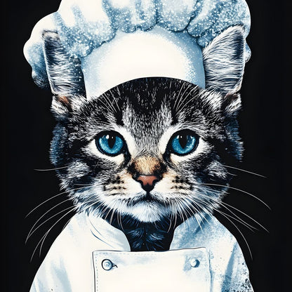 Chef Feline in Snowy Whites Canvas Wall Art