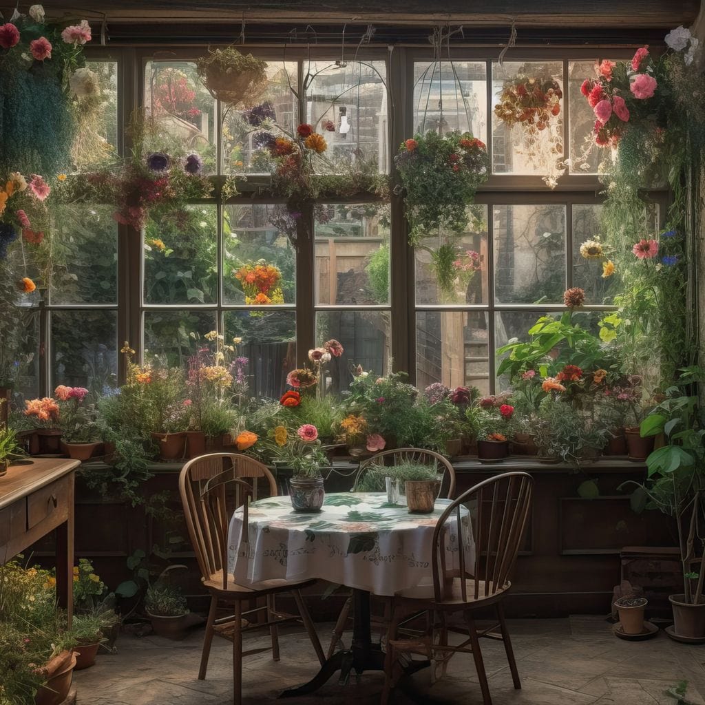 Backyard Floral Kitchen Canvas Wall Art