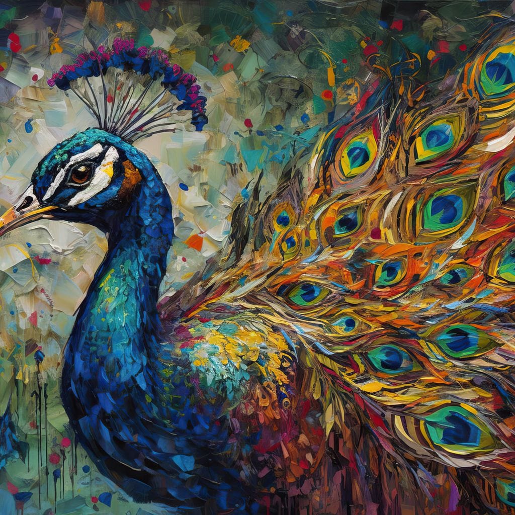 Celestial Peacock Canvas Wall Art