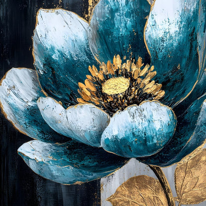 Radiant Petals Golden Harmony Canvas Wall Art