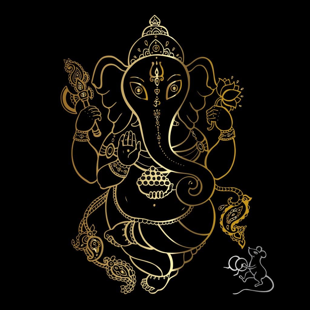 Golden Ganapati Canvas Wall Art