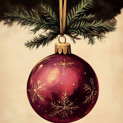 Golden Snowflake Ornament Cheer Canvas Wall Art