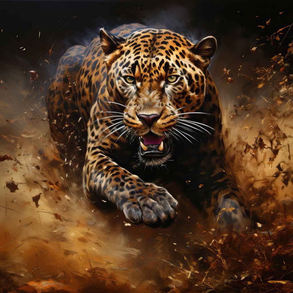 Running Leopard Canvas Wall Art