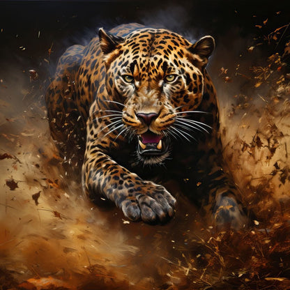 Running Leopard Canvas Wall Art