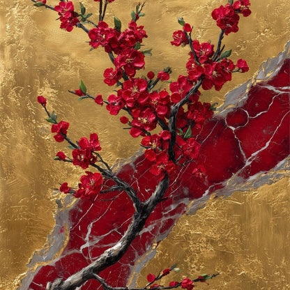 Golden Blossom Ascension Canvas Wall Art