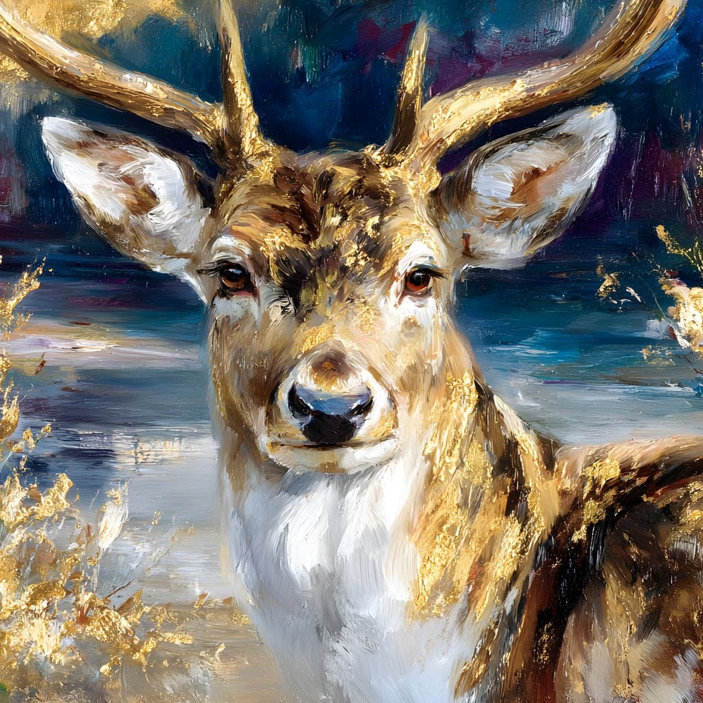 Golden Stag Forest Majesty Canvas Wall Art