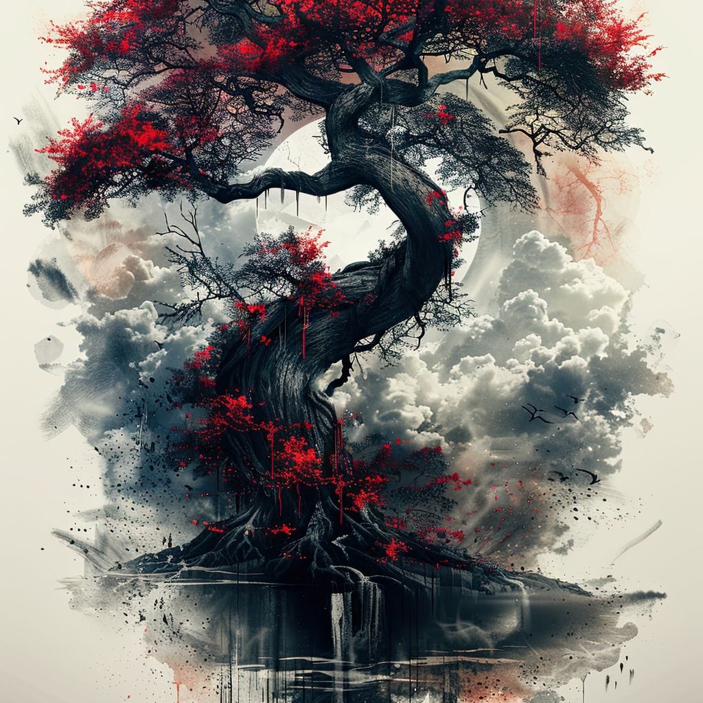 Sanguine Canopy Resilience Canvas Wall Art