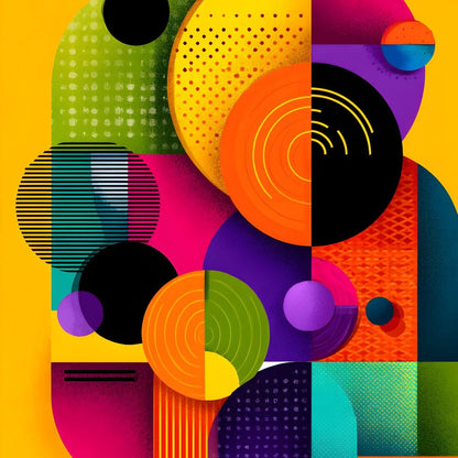 Vivid Geo Orbit Kaleidoscope Canvas Wall Art