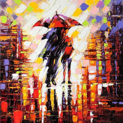 Enamoured Under The Umbrella Canvas Wall Art