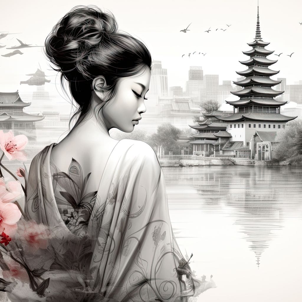 Ethereal Geisha Serenity Canvas Wall Art