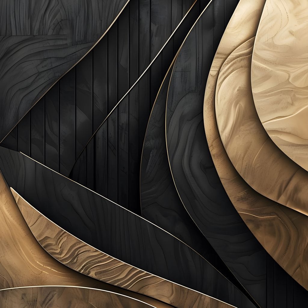 Grey and Gold Wooden Waves 004 Canvas Wall Art