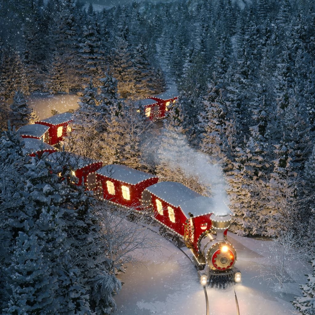 Christmas Train Canvas Wall Art