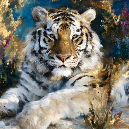 Golden White Tiger Reverie Canvas Wall Art