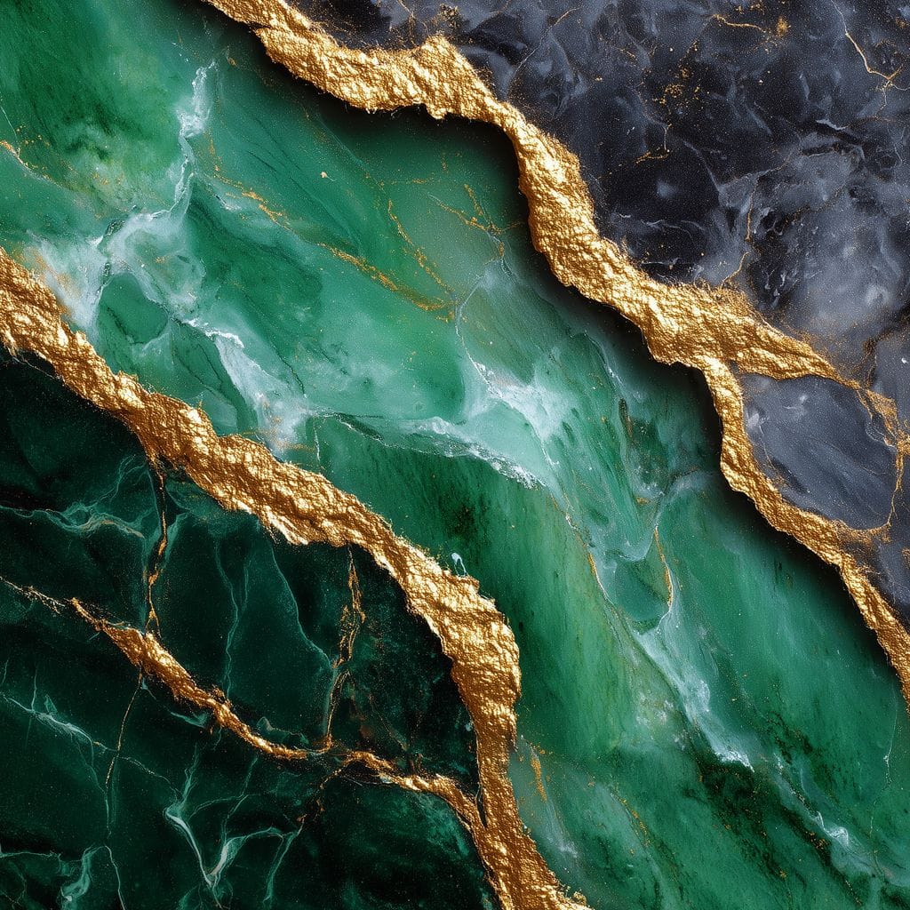 Gilded Emerald Marble Rift Canvas Wall Art