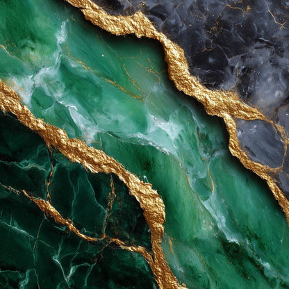 Gilded Emerald Marble Rift Canvas Wall Art