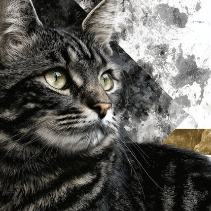 Golden Band Tabby Cat Portrait Canvas Wall Art