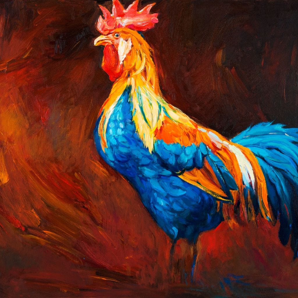 Blue Rooster Canvas Wall Art