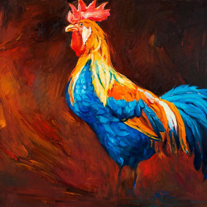 Blue Rooster Canvas Wall Art