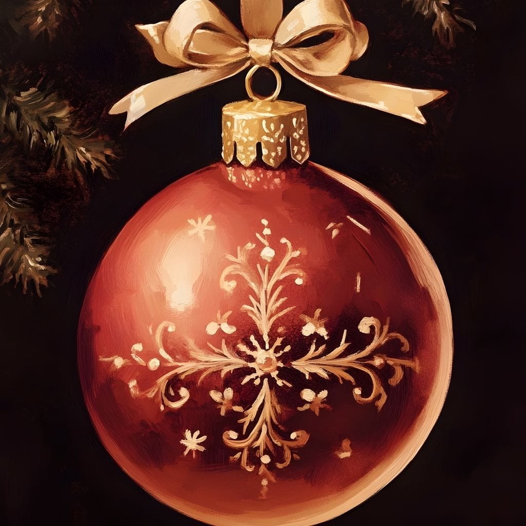 Classic Christmas Bauble Charm Canvas Wall Art