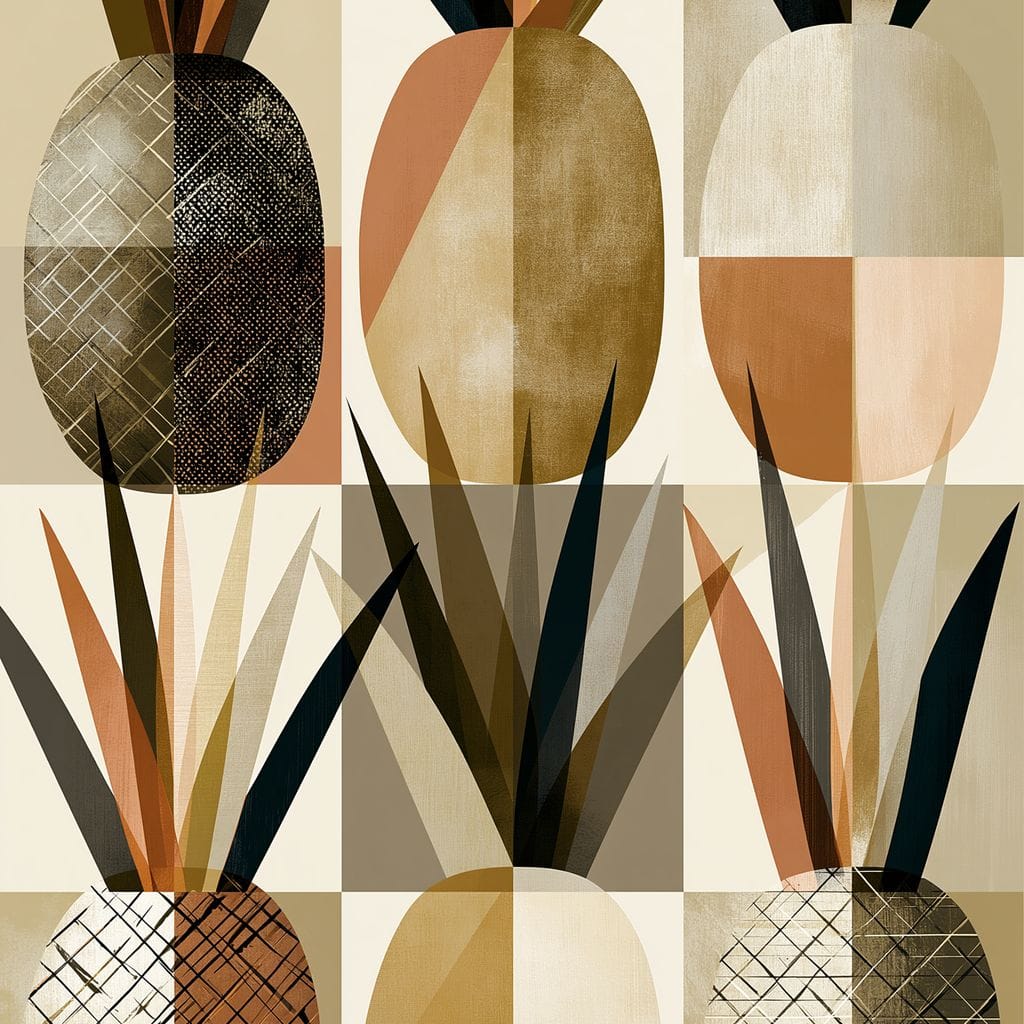 Geometric Tropical Pineapples Study Canvas Wall Art