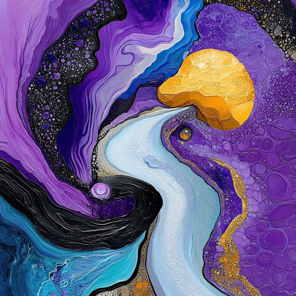Waves of the Amethyst Sky Canvas Wall Art