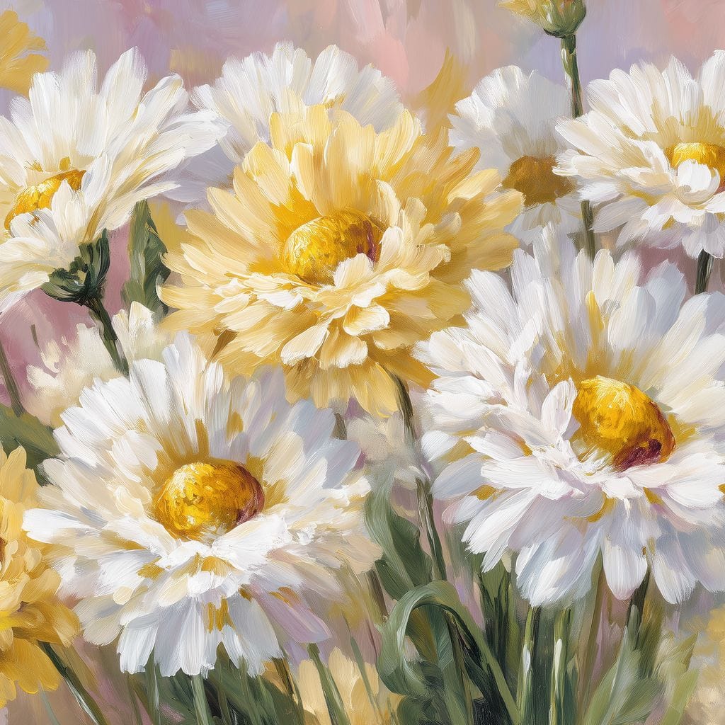 Golden Daisy Garden Glow Canvas Wall Art