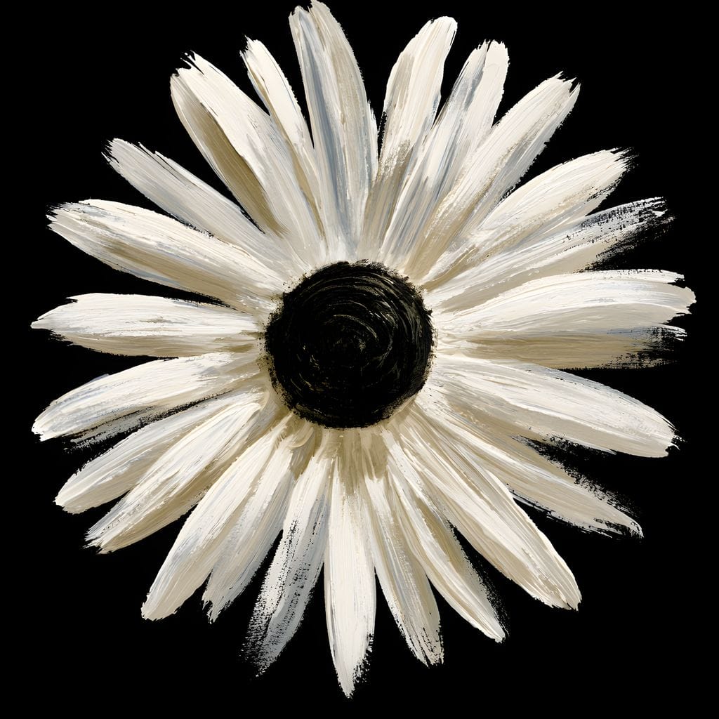 Solitary Pale Petals Against The Void Canvas Wall Art