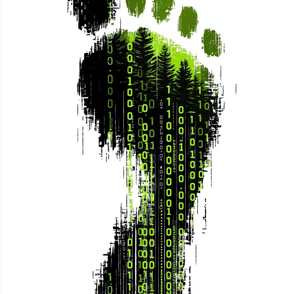 Digital Forest Footprint Code Canvas Wall Art