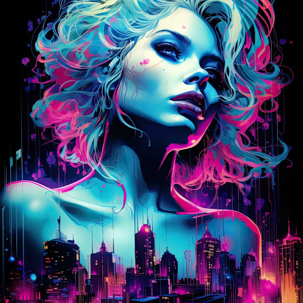 Neon Reverie Portrait 06 Canvas Wall Art