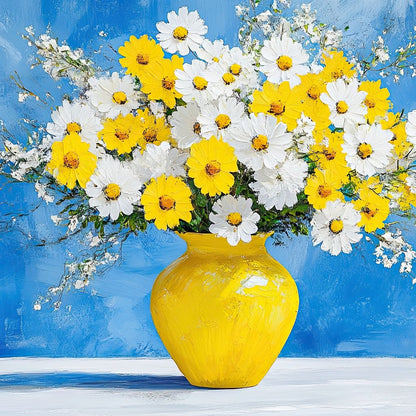 White & Yellow Flowers Canvas Wall Art
