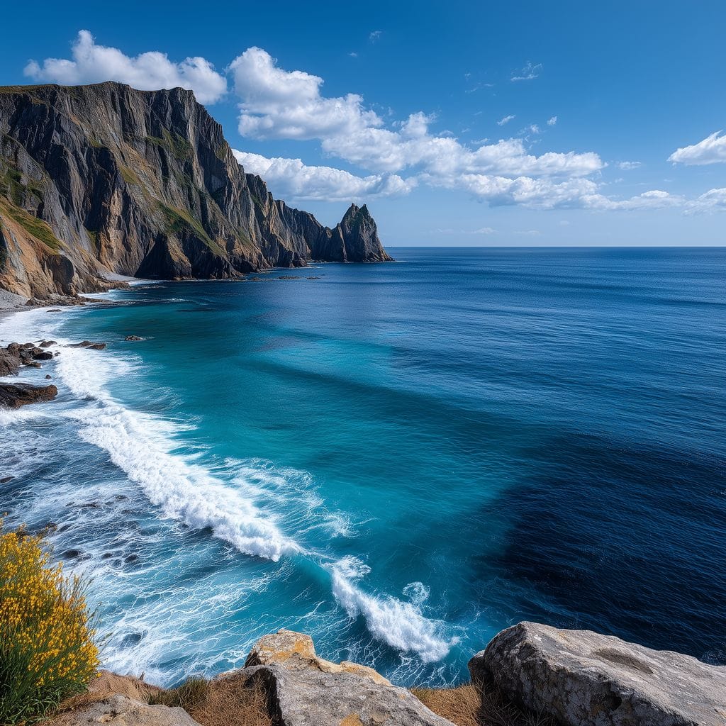 Wild Sea Cliffs Panorama Canvas Wall Art