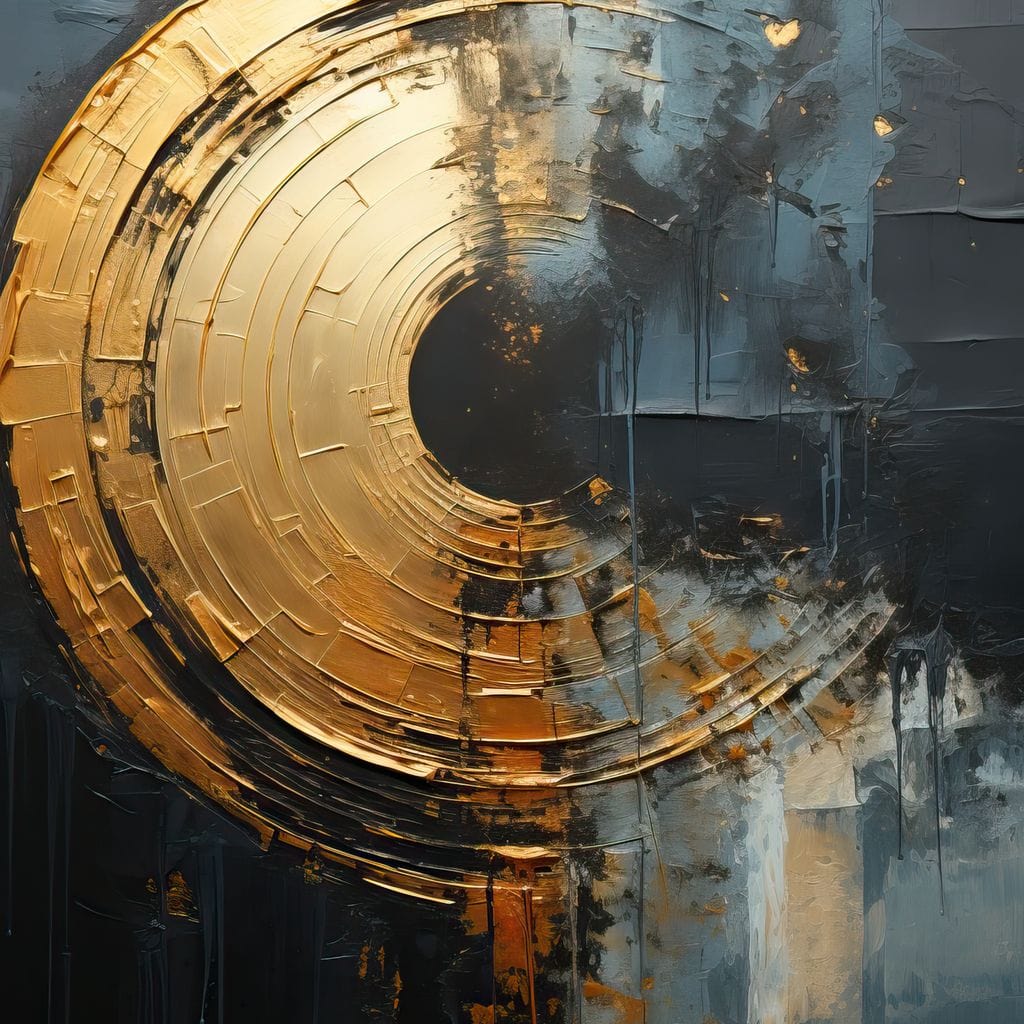Abyssal Echoes in Gold Canvas Wall Art